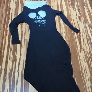 Black Skull Cutout High Low Jersey Dress